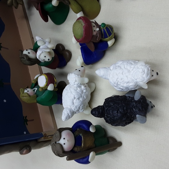 21 Piece Polermer Clay Nativity Manger Camels Sheep Wise Men - Picture 5 of 12